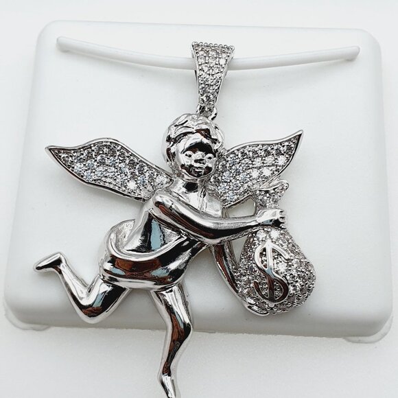 "925 Sterling Silver Plated CZ Pendant, INUS1BR295 - Picture 3 of 9